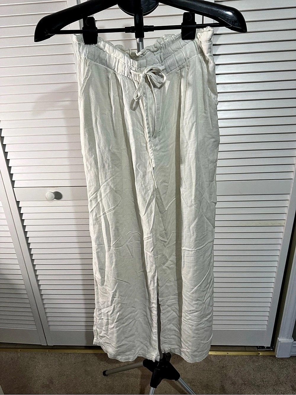 Thread & Supply Anastasia Linen Blend Wide Leg Pants White Medium